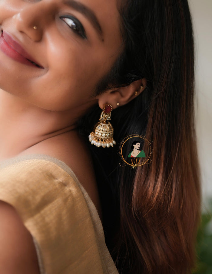 Victorian Ruby Stone Jhumkas